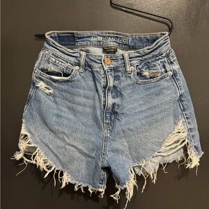 American Eagle Outfitters Blue Distressed Jean Shorts